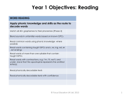 Year 3 Objectives - Merrydale Infant School
