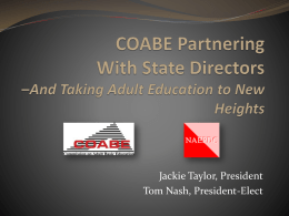 COABE Partnering with State Directors
