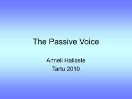 The Passive Voice - Tallinn University
