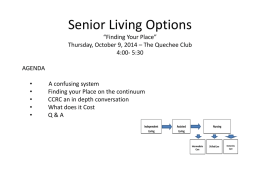 Senior Living Options “Finding Your Place” Thursday
