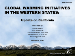 California Global Warming Solutions Act of 2006 and the