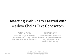 Detecting Web Spam Created with Markov Chains Text Generators