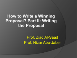 How to Write a Winning Proposal? Part II: Writing the Propsal