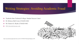 Writing Strategies: Avoiding Academic Fraud