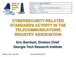 Cybersecurity-related Standards Activities in TIA