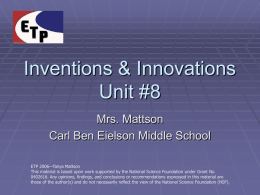 Inventions & Innovations Unit #8