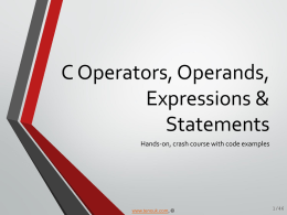 C Programming ppt slides, PDF on C operators, operands