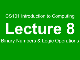 Binary Numbers & Logic Operations