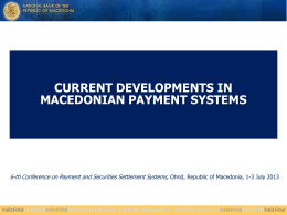 тема - National Bank of the Republic of Macedonia