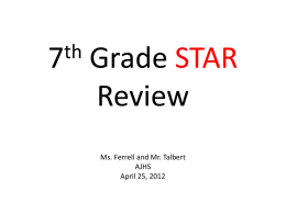 7th Grade STAR Review Ms. Ferrell and Mr. Talbert AJHS