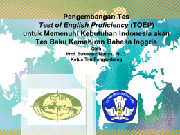 Pengembangan Tes Uji Kompetensi Bahasa Inggris (Test of
