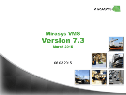 Mirasys VMSVersion 7.3March2015
