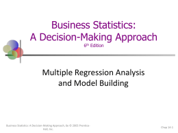 Multiple Regression Analysis and Model Building