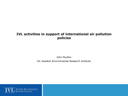 IVL activities in support of international air pollution