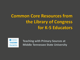 Common Core Resources from the Library of Congress