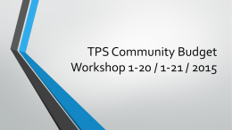 TPS Community Budget Workshop 1-20 / 1