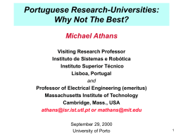 Portuguese Research-Universities: Why Not The Best?