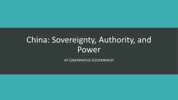 China: Sovereignty, Authority, and Power