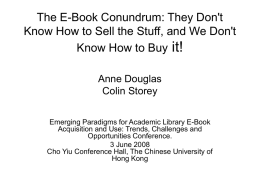 The E-Book Conundrum - City University of Hong Kong