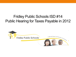Mora School District No. 332 Truth in Taxation Hearing for