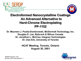 Electroformed Nanocrystalline Coatings: An Advanced