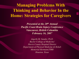 Managing Problems With Thinking and Behavior After Brain