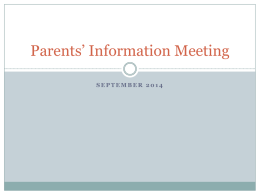 Parents’ Information Meeting