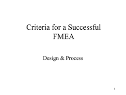 Criteria for a Successful FMEA