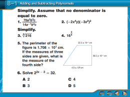 ppt 8-1 Adding and Subtracting Polynomials