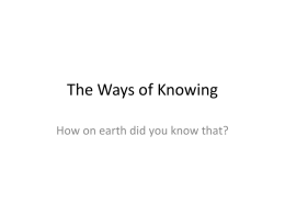 The Ways of Knowing