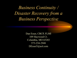 Business Continuity / Disaster Recovery from a Business