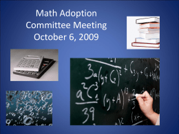 Math Meeting September 30, 2009