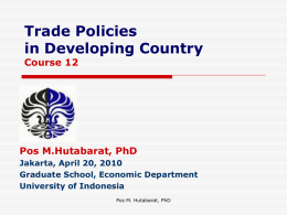 Trade Policies #12. Trade Policies in Developing Countries