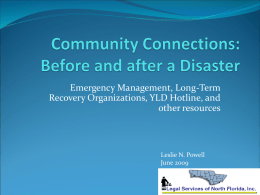 Community Connections: Before and after a Disaster