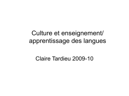 Culture et enseignement/ apprentissage des langues