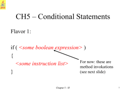 CH4 – Conditional Statements