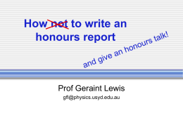 How not to write an honours report
