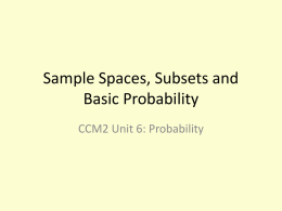 Sample Spaces, Subsets and Basic Probability
