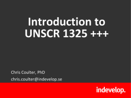 Introduction to UNSCR 1325