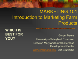 Marketing 101 - College of Agriculture & Natural Resources