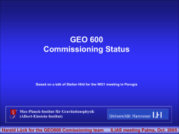 GEO Comissioning Status - ego