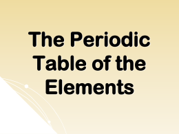The Periodic Table - Milton 7th Grade Advanced Science