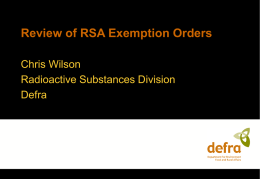Exemption Order Review Programme