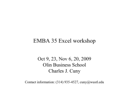 Excel 2007 Workshop - Washington University in St. Louis