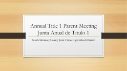 Annual Title 1 Parent Meeting Junta Annual de Titulo 1