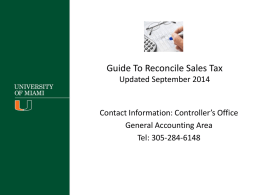 GUIDE TO RECONCILE SALES TAX