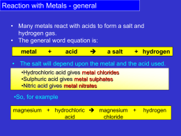 Reaction with Metals
