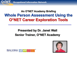 Introduction to the O*NET Career Exploration Tools