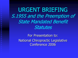 URGENT BRIEFING S.1955 and the Preemption of State