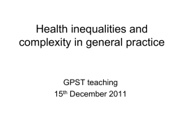 Health inequalities - General Practice Specialty Training